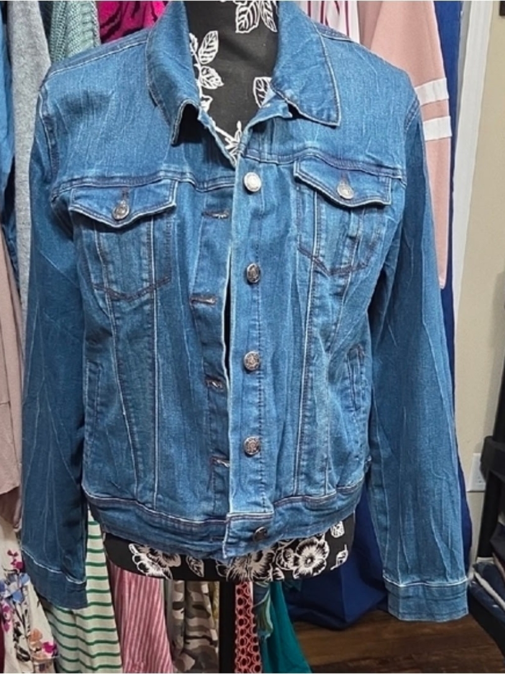 Nine West Blue Denim Trucker Jacket